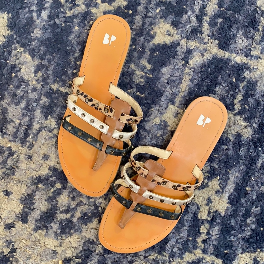 BP Leopard print faux leather sandals